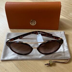 New!!Tory Burch Brown Sunglasses with Gold Accents
